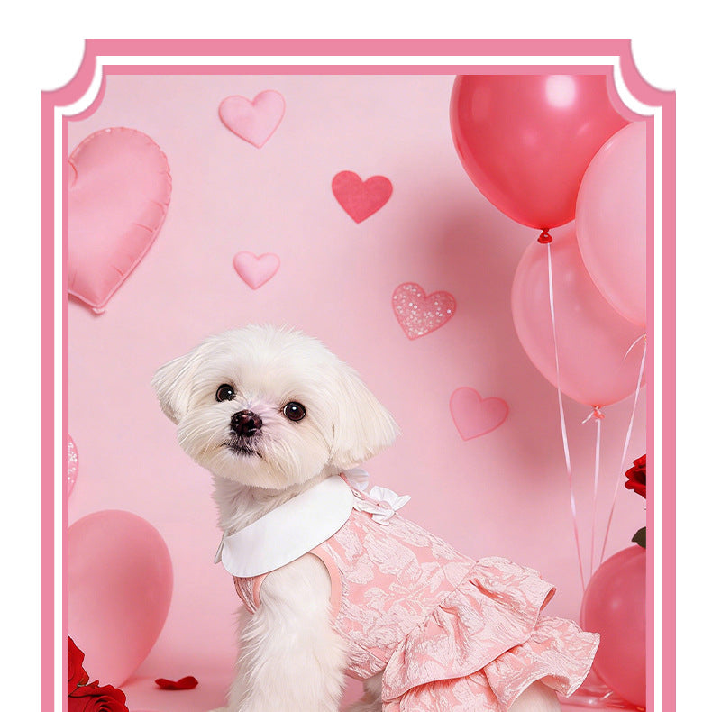 Pet Spring Summer Cake Dress Three-dimensional Flower Lace Princess Dress Teddy Bigbear Dog Cat 520 Festival Limited