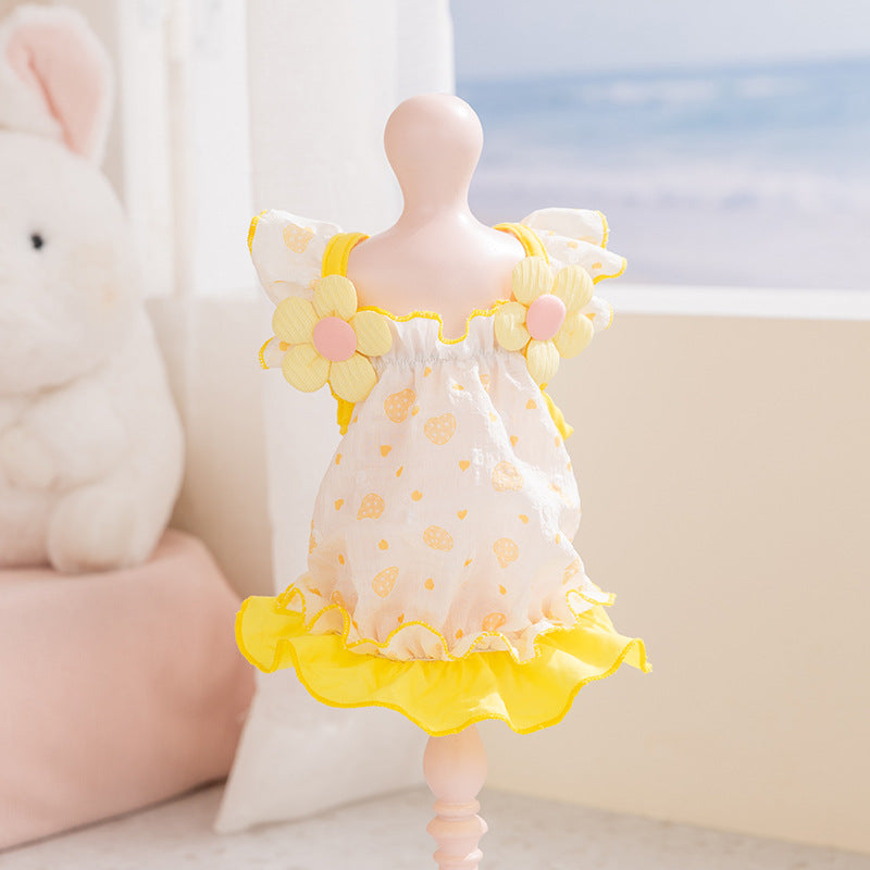 2026 new dog dress - spring/summer lightweight breathable panda & meow lace halter princess dress - pet apparel