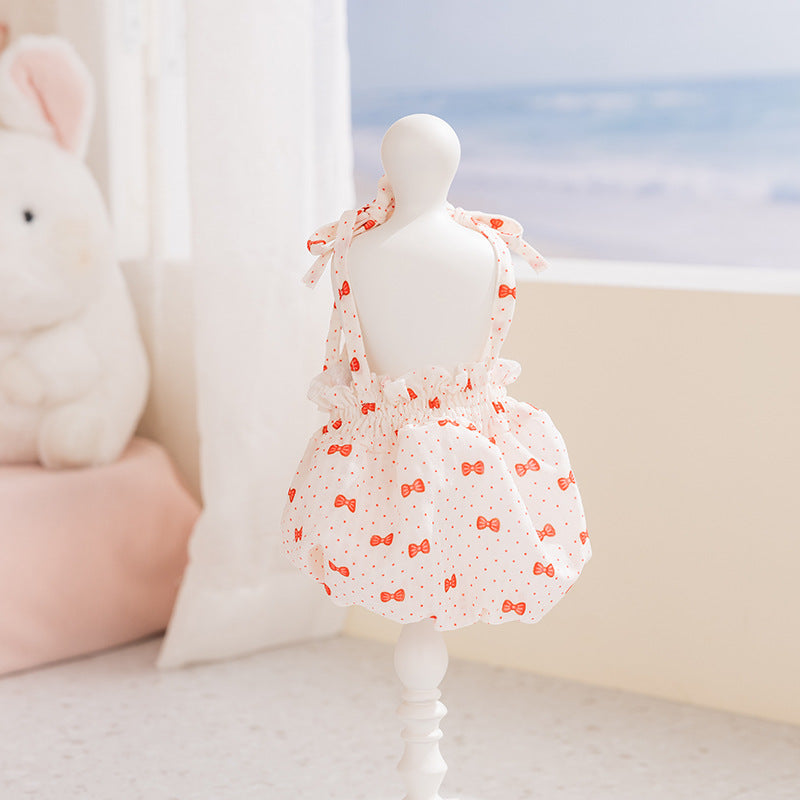 2026 new dog dress - spring/summer lightweight breathable panda & meow lace halter princess dress - pet apparel