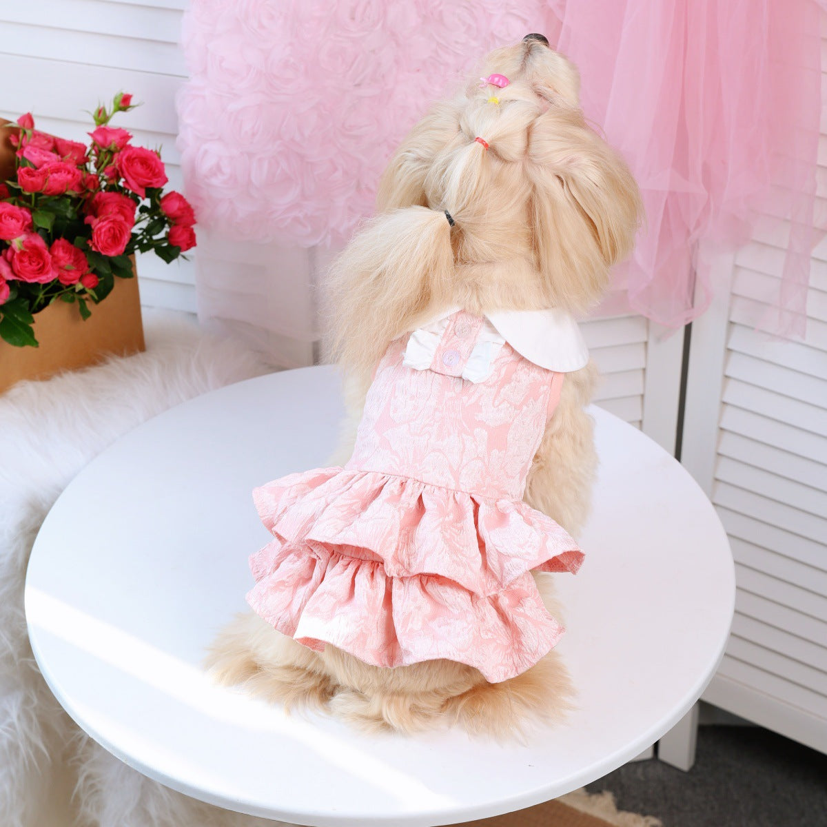 Pet Spring Summer Cake Dress Three-dimensional Flower Lace Princess Dress Teddy Bigbear Dog Cat 520 Festival Limited