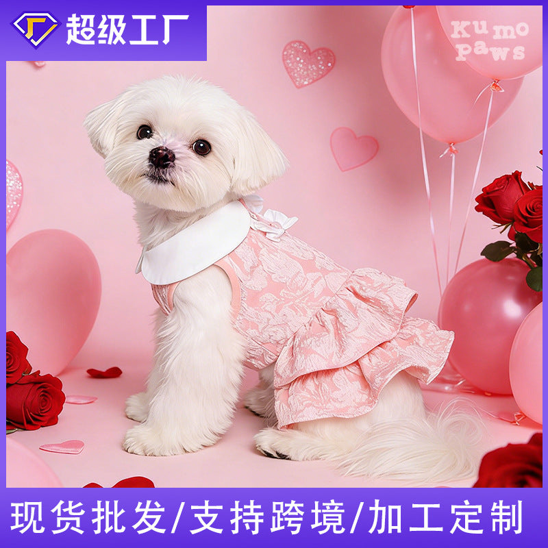 Pet Spring Summer Cake Dress Three-dimensional Flower Lace Princess Dress Teddy Bigbear Dog Cat 520 Festival Limited