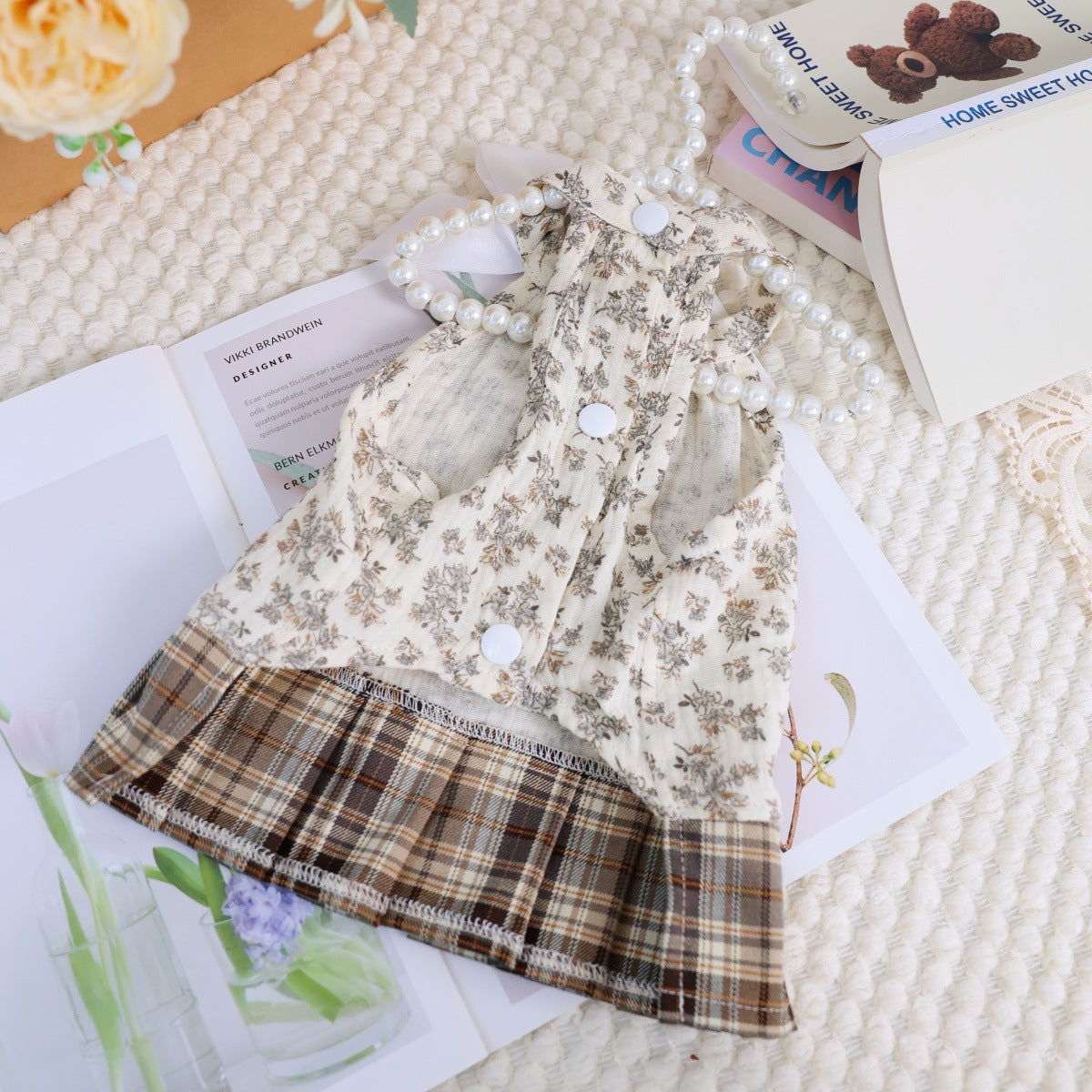New lightweight floral pet dress - breathable sun protection dog clothes - teddy bear & bichon frise bowknot pet dress