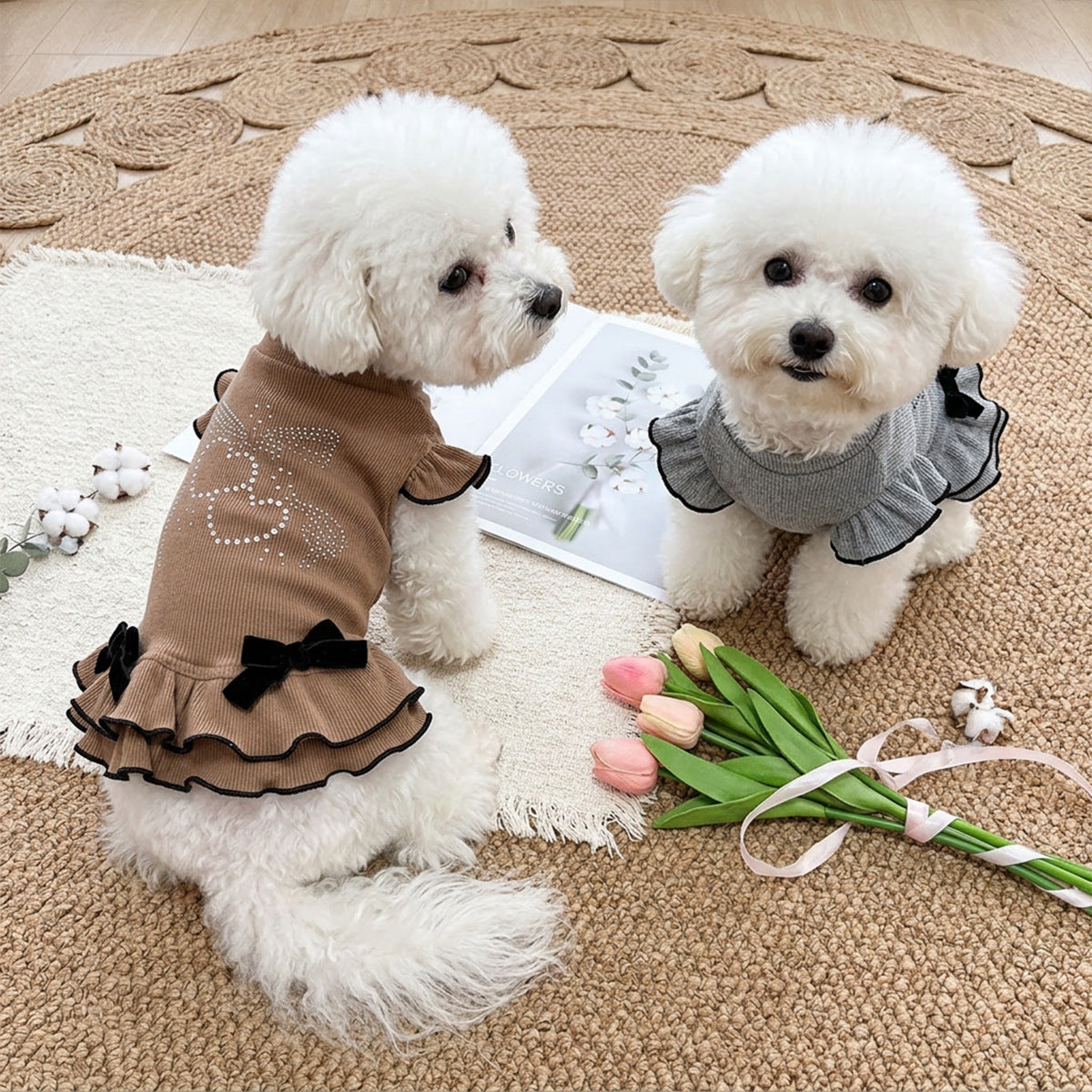 Princess style small dog french fighting dress up skirt teddy princess skirt pet fall and winterheattech skirt pet dog dress