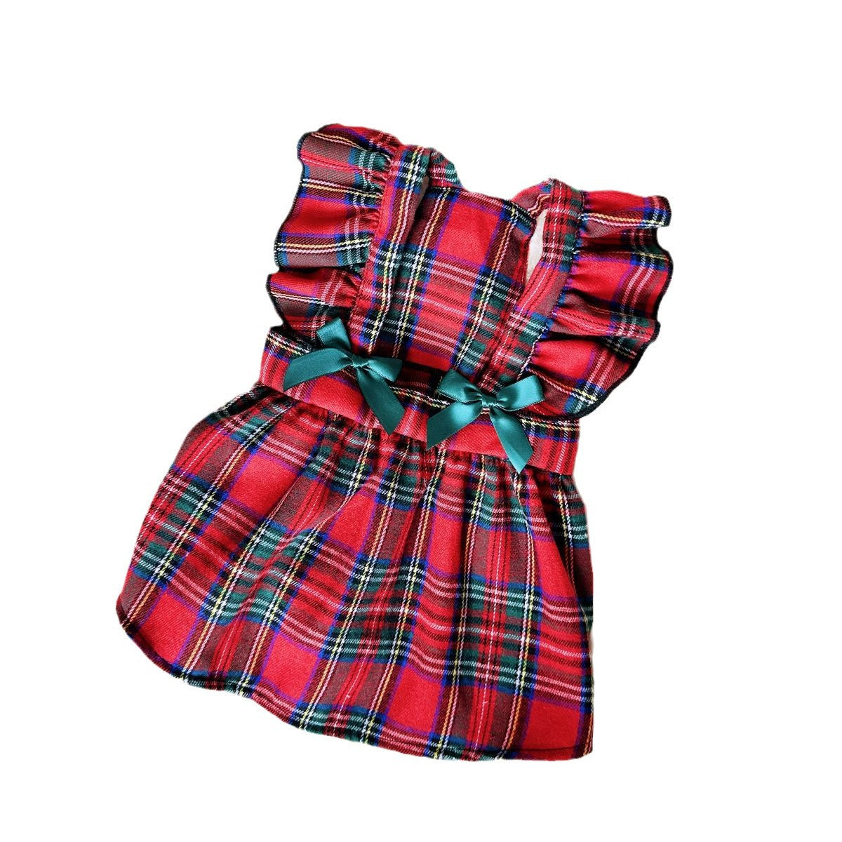 Source factory pet clothing cross-border pet christmas skirt suspender bowsplaid skirt small dog