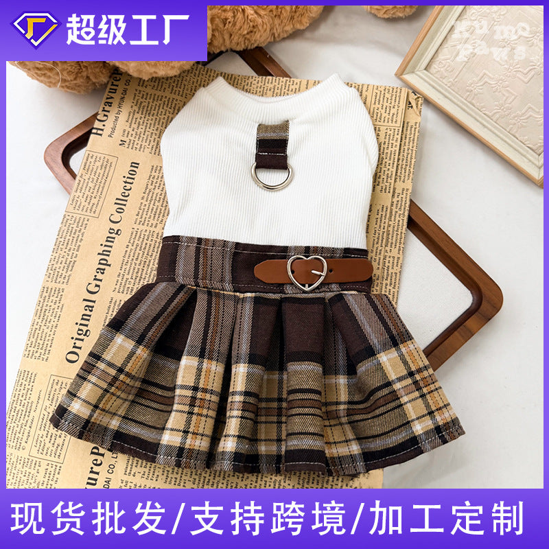 Plaid pleated pet dress - new autumn/winter collection - preppy style dog clothes - pet dress - halloween