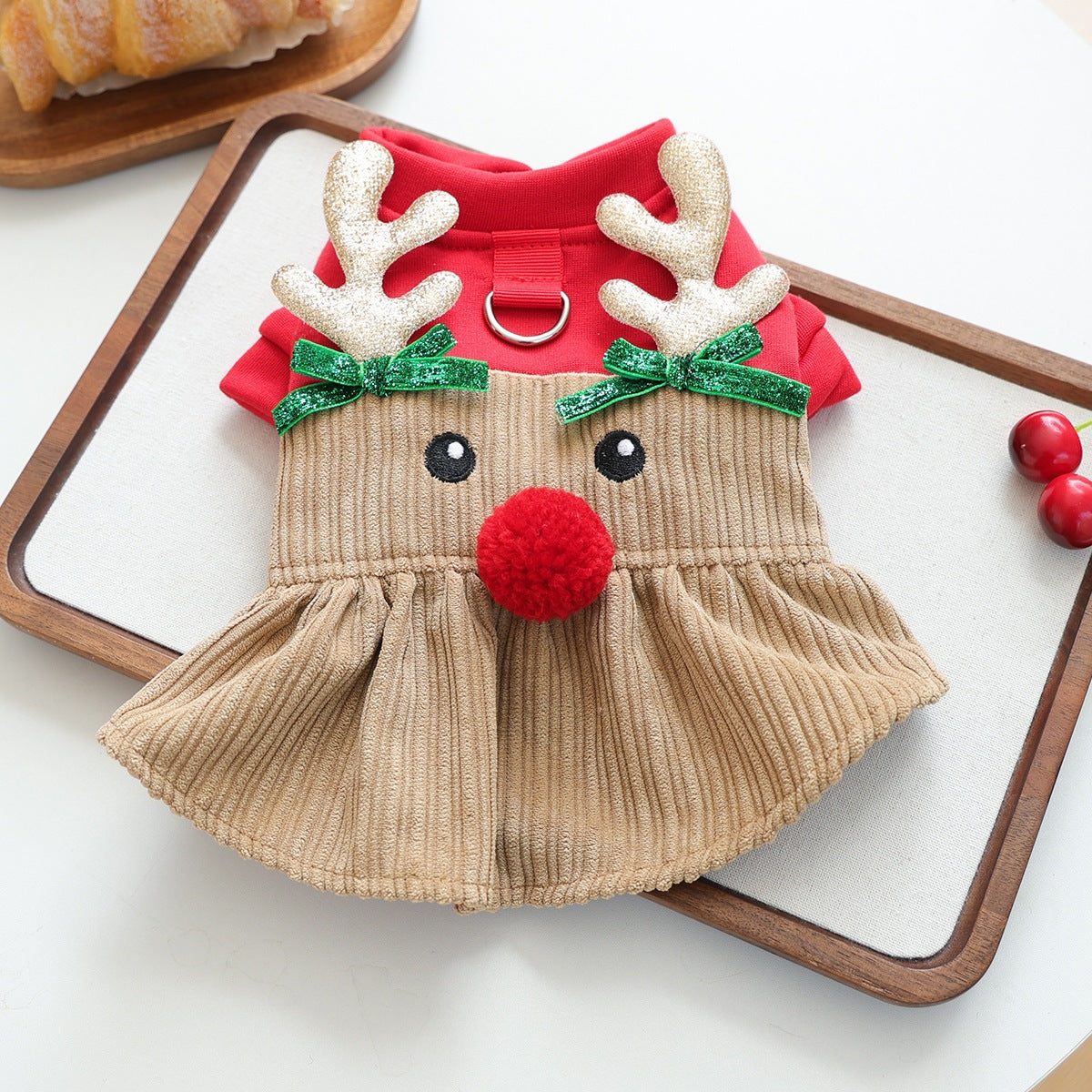 Petcircle pet circle 2026 fall/winter new pet apparel - in-stock wholesale christmas gold antler dress