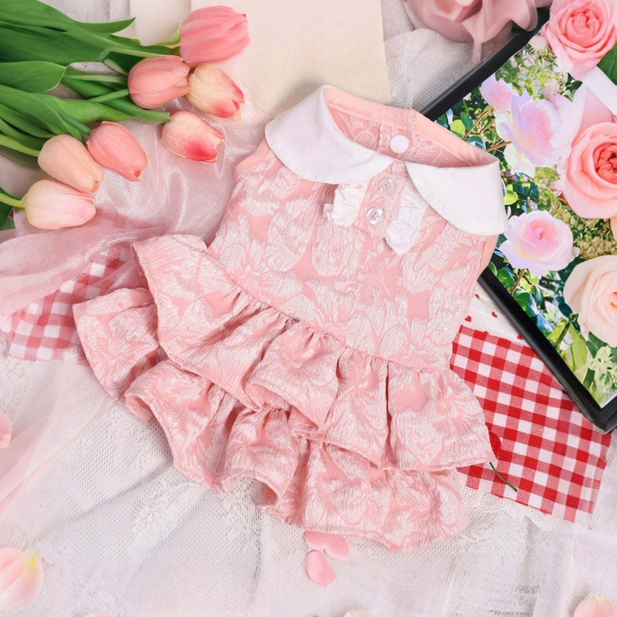 Pet Spring Summer Cake Dress Three-dimensional Flower Lace Princess Dress Teddy Bigbear Dog Cat 520 Festival Limited