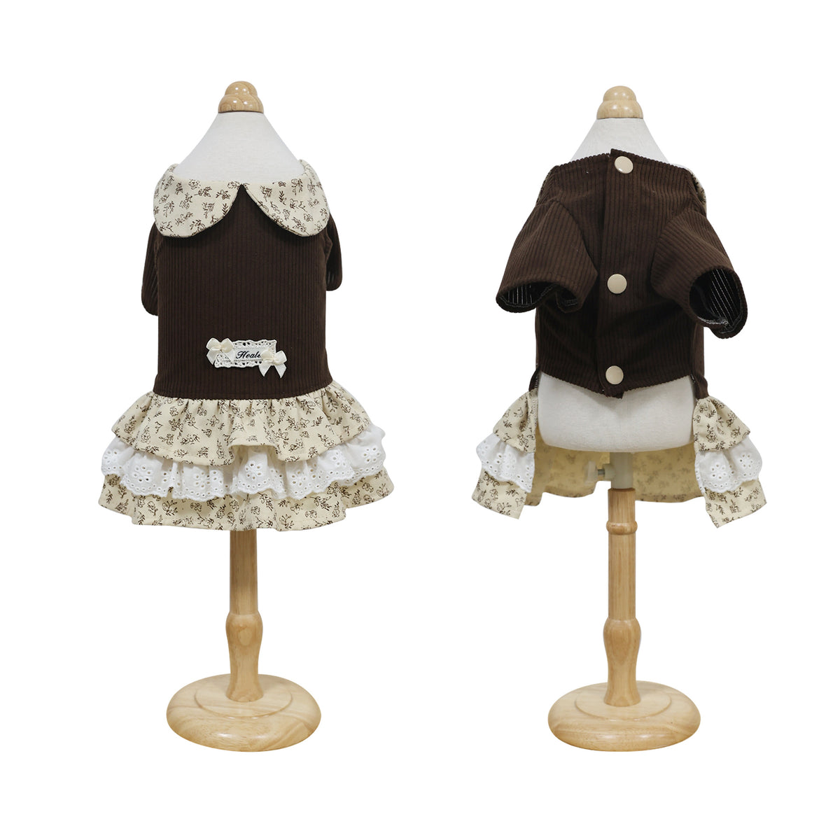 2026 fall/winter new collection: mélange floral pet dress - peter pan collar, lace trim, for small dogs and cats
