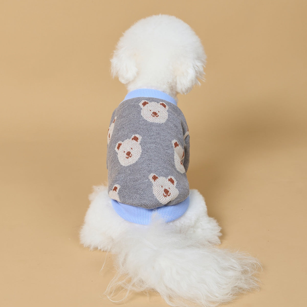 Cross-border popular bear printing pet sweater export processing personalizedfall and winterheattech dog knitting shirt dog
