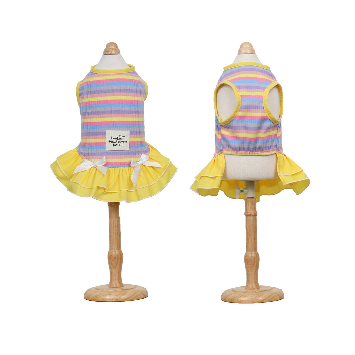 Sun protection dog clothes rainbow stripe pet dress outdoor camping pet dress dog clothes summer thin style