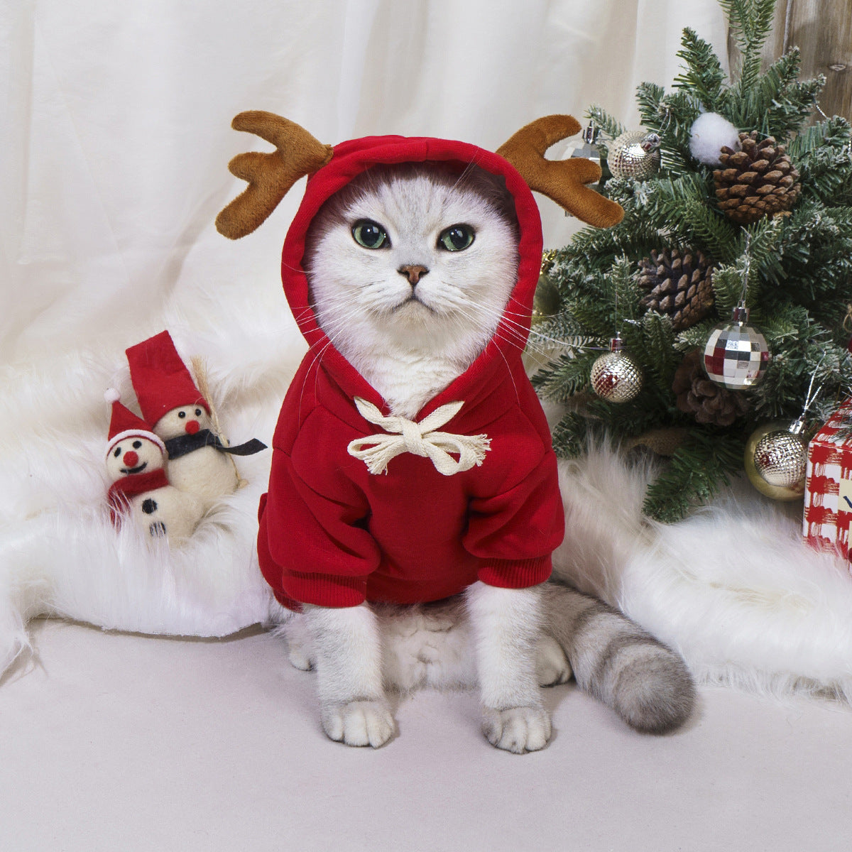 Cross-border hot-selling christmas pet clothes - universal antler sweatshirt for dogs and cats - creative apparel, cat reindeer cosplay costume