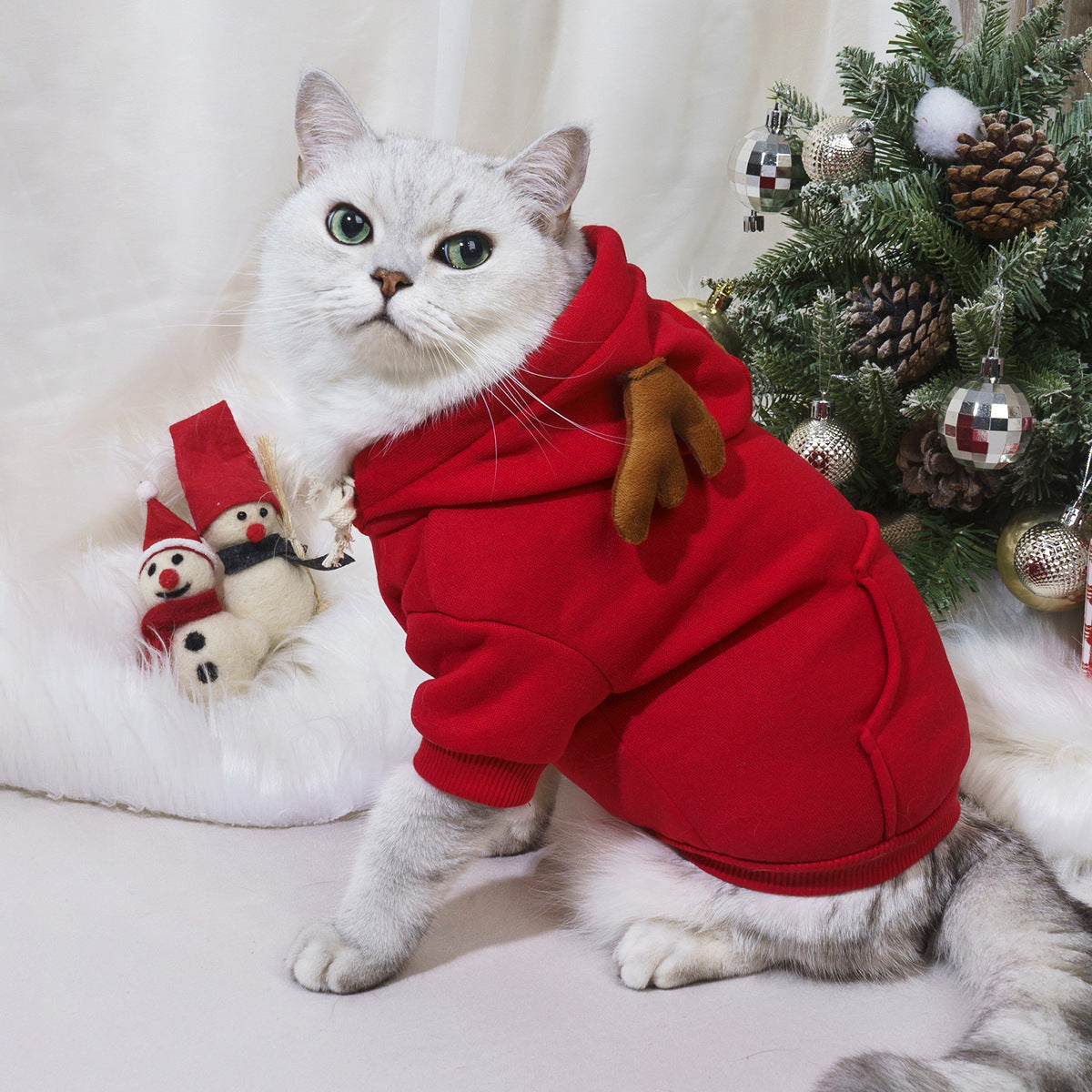 Cross-border hot-selling christmas pet clothes - universal antler sweatshirt for dogs and cats - creative apparel, cat reindeer cosplay costume