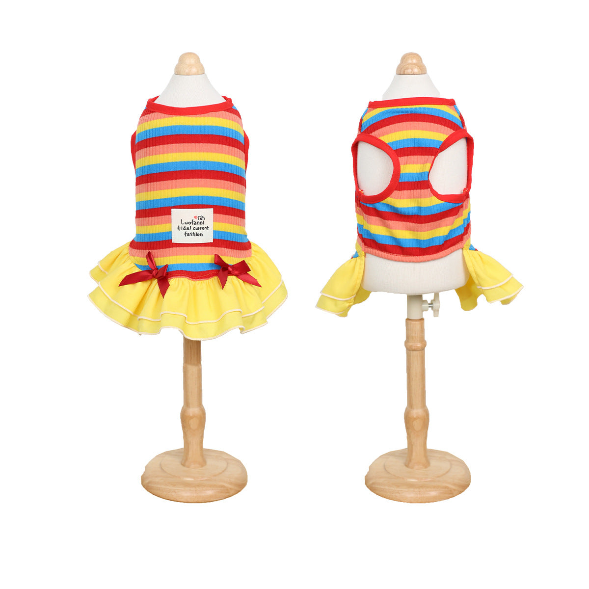 Sun protection dog clothes rainbow stripe pet dress outdoor camping pet dress dog clothes summer thin style