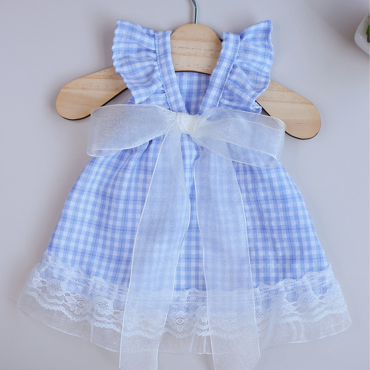 Cat and dog universal pet apparel - fairy bow, lace trim, plaid ribbon skirt - skin-friendly, comfortable, and suitable for all seasons