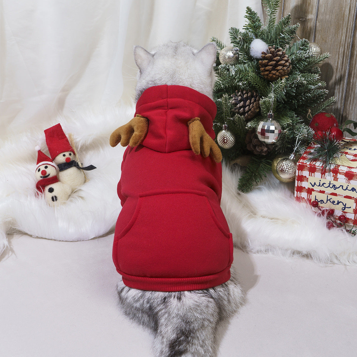 Cross-border hot-selling christmas pet clothes - universal antler sweatshirt for dogs and cats - creative apparel, cat reindeer cosplay costume