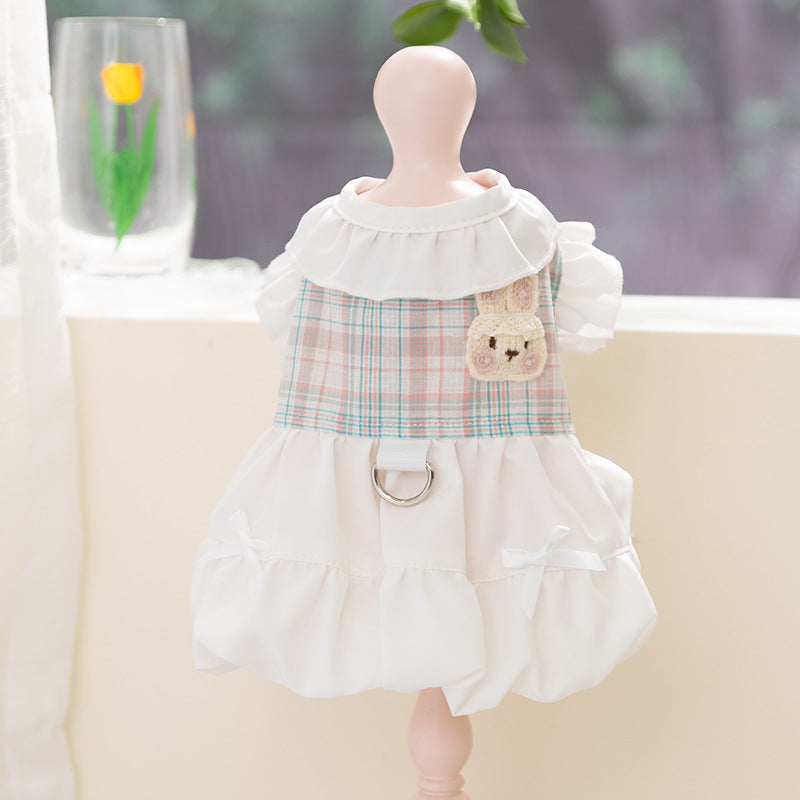 2026 new dog dress - spring/summer lightweight breathable panda & meow lace halter princess dress - pet apparel