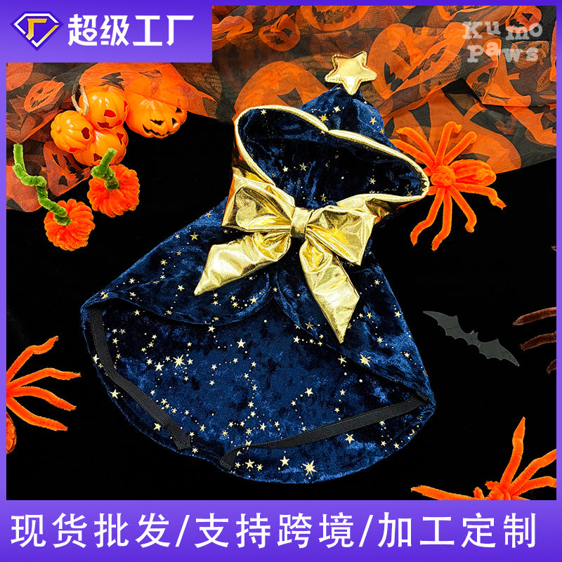 Customized funny costumes cross-border halloween pet wizard cloak dog halloween costume cat party costume