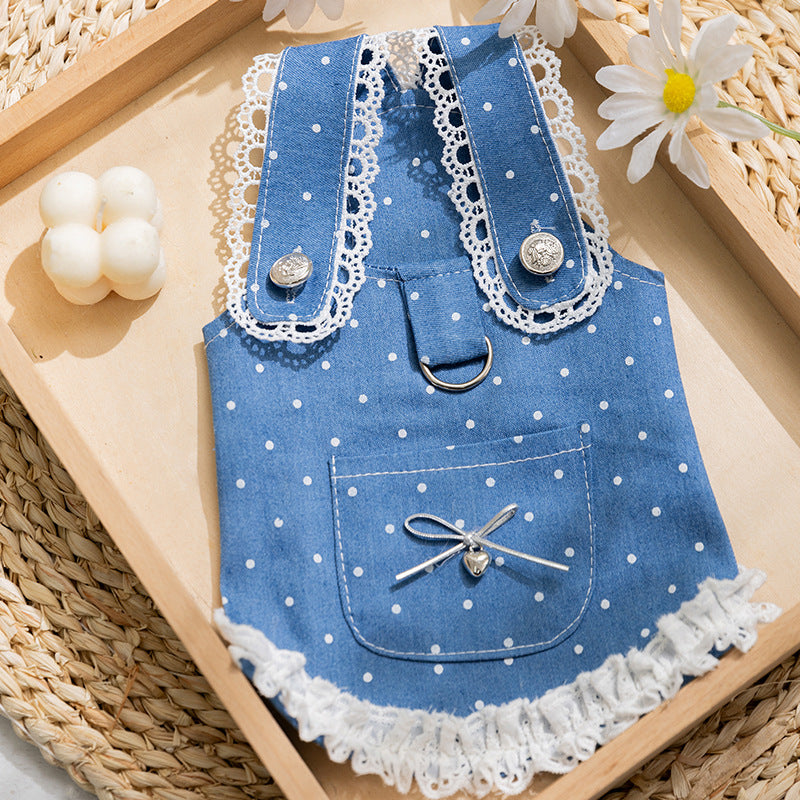 2026 new dog dress - spring/summer lightweight breathable panda & meow lace halter princess dress - pet apparel