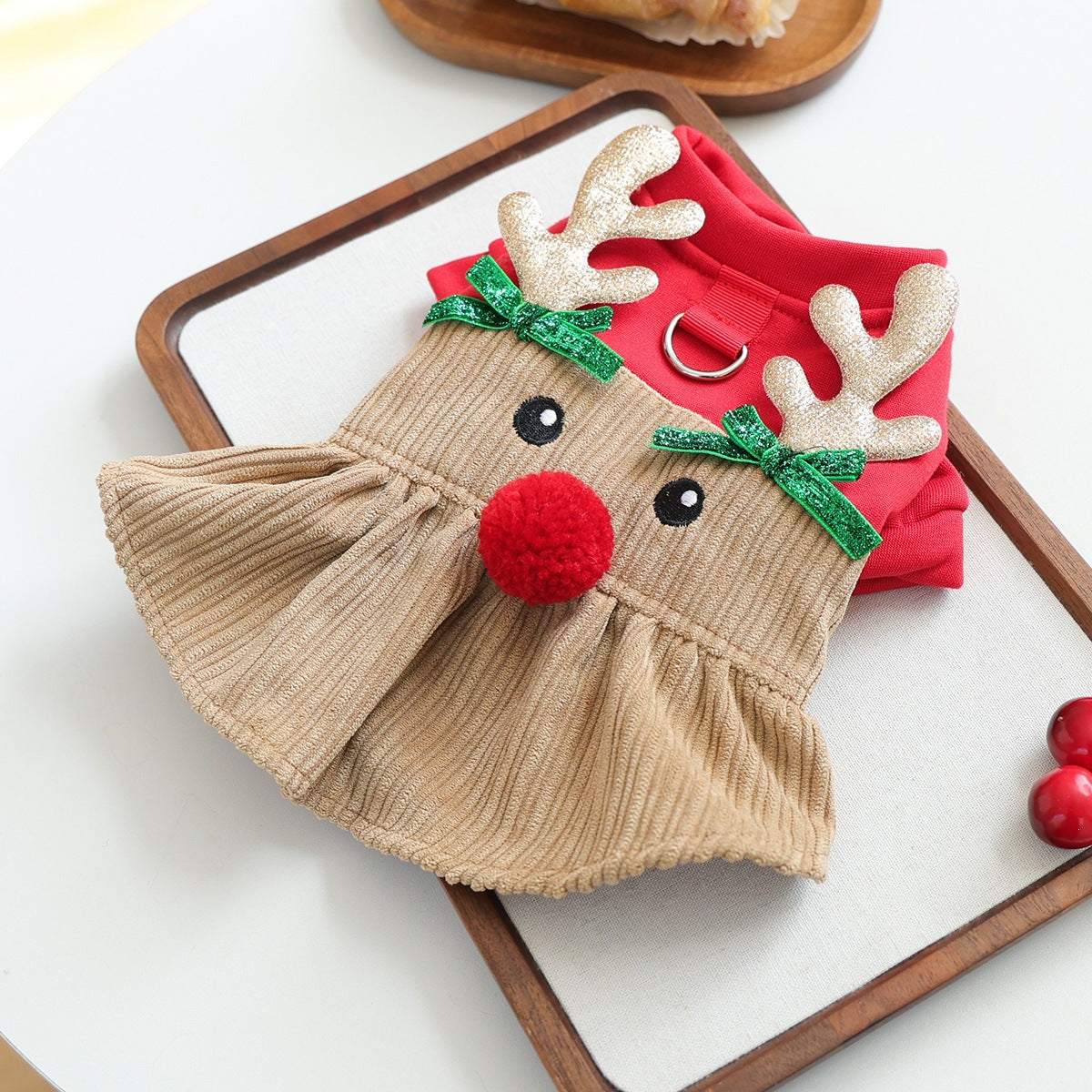 Petcircle pet circle 2026 fall/winter new pet apparel - in-stock wholesale christmas gold antler dress