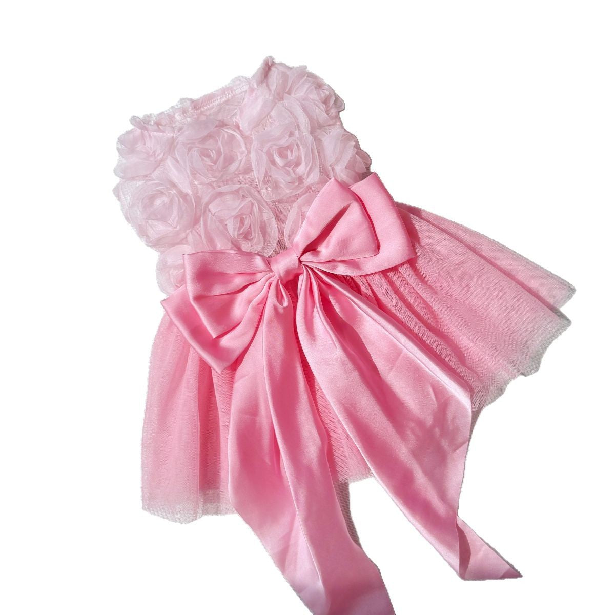 Cat and dog pink rose dress is suitable for spring and summer wear plaidcomfortable pet dog clothing skirt new arrival bichon frize