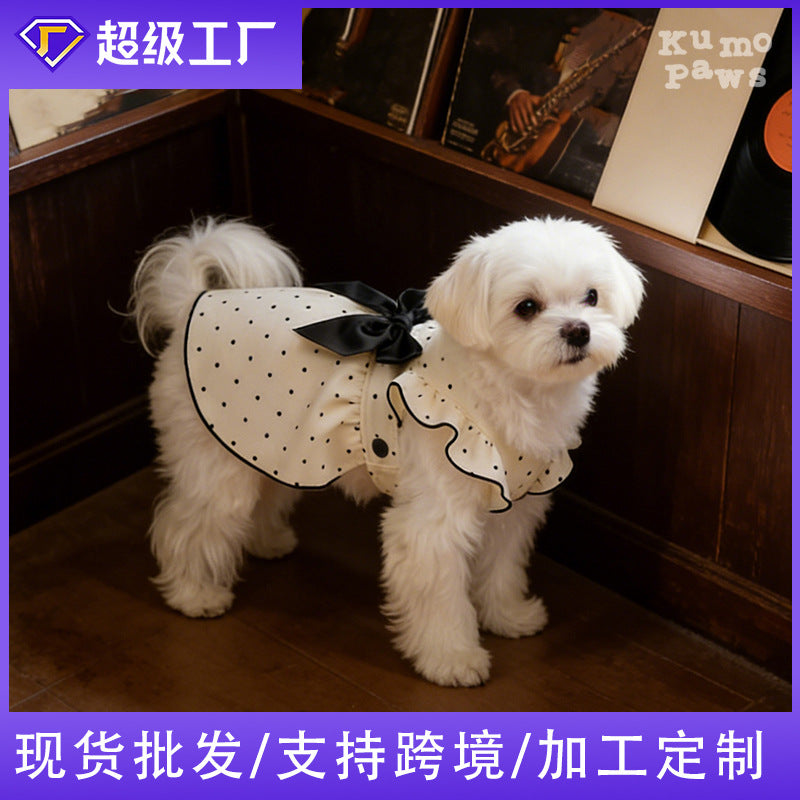 Pet clothes summer cool thin bow small dog princess dress polka dot dress dog clothes summer