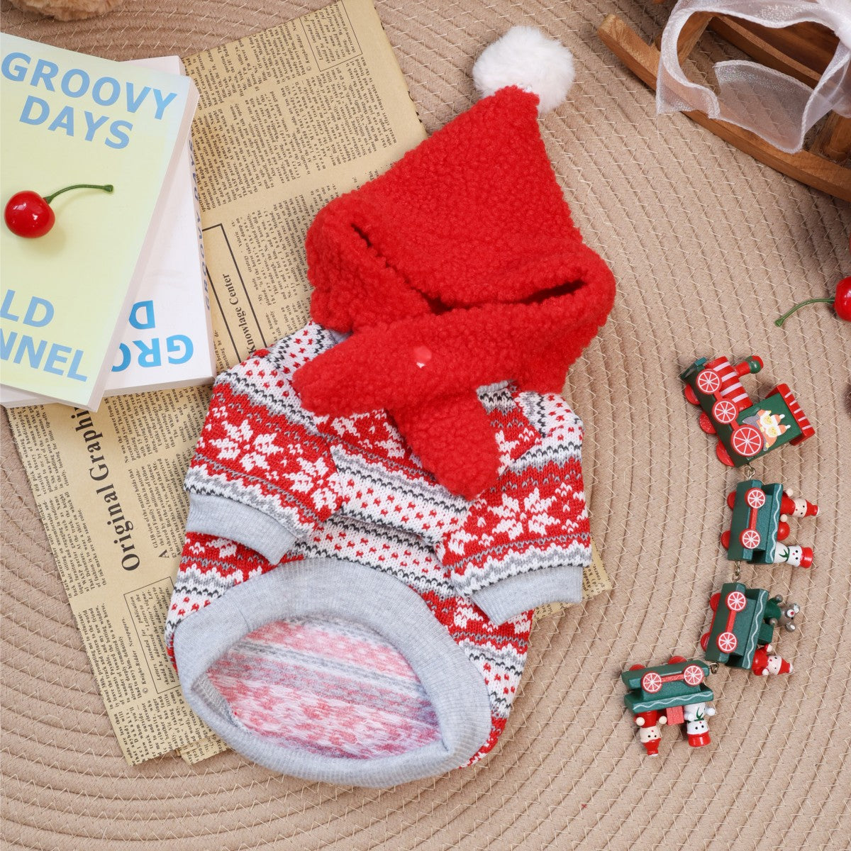 Fall and winternew arrivalcute dog heattech christmas pet clothing knittingpullover shirt pet christmas sweater