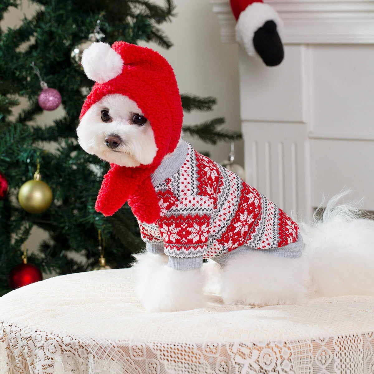 Fall and winternew arrivalcute dog heattech christmas pet clothing knittingpullover shirt pet christmas sweater
