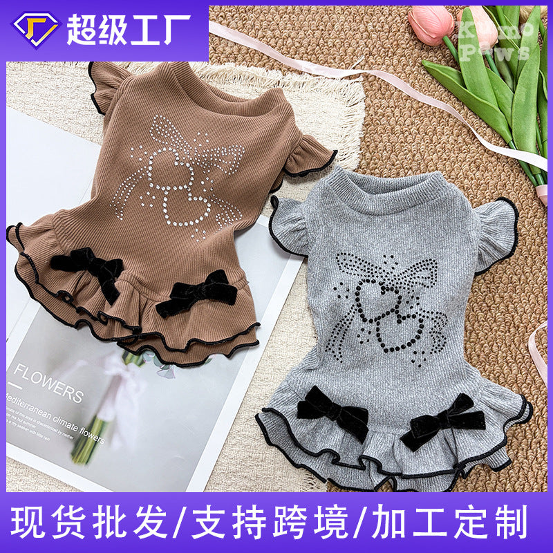 Princess style small dog french fighting dress up skirt teddy princess skirt pet fall and winterheattech skirt pet dog dress